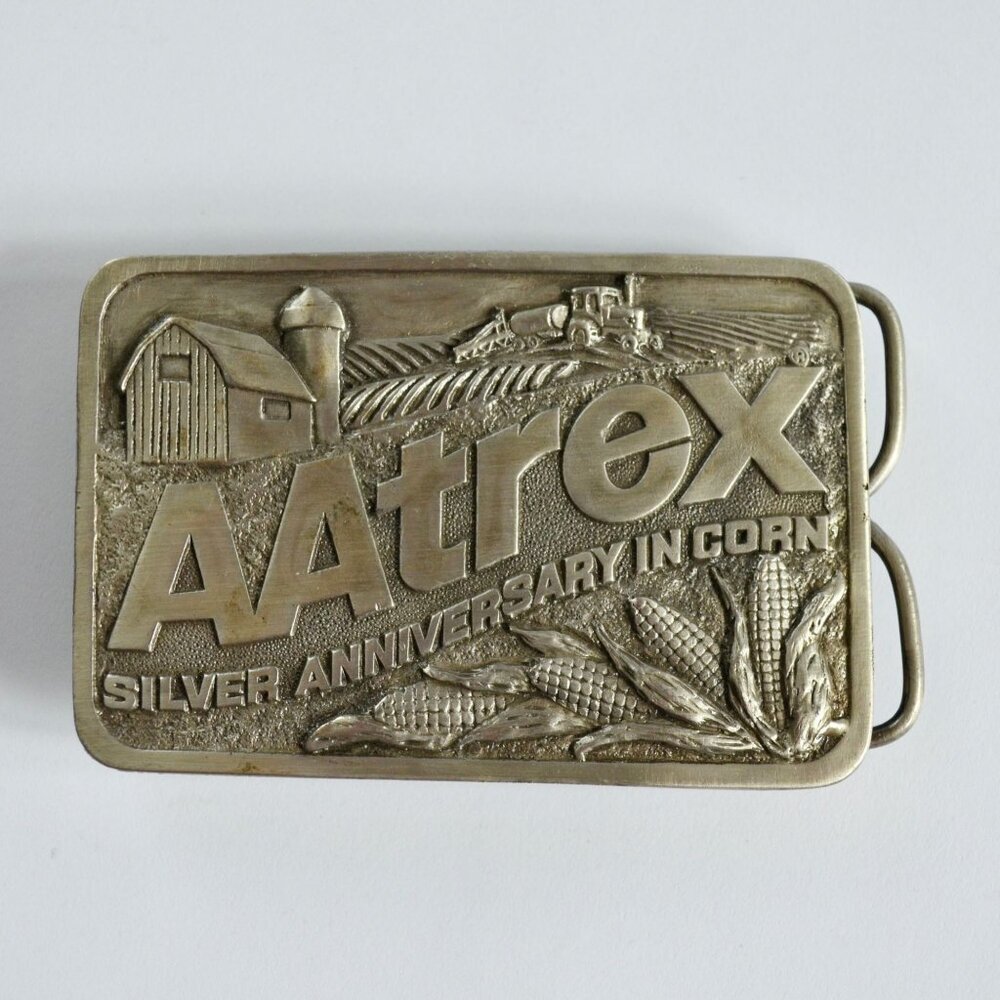 AAtrex Silver Anniversary Corn Pewter Belt Buckle